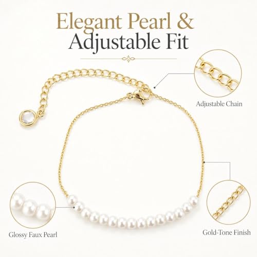 Pearl Bracelets for Women Dainty Baroque Pearl Bracelet White Bridesmaid Bridal Bracelet Wedding Jewelry Gifts for Mother Daughter Matching Outfits - color: B3:pearl bracelet