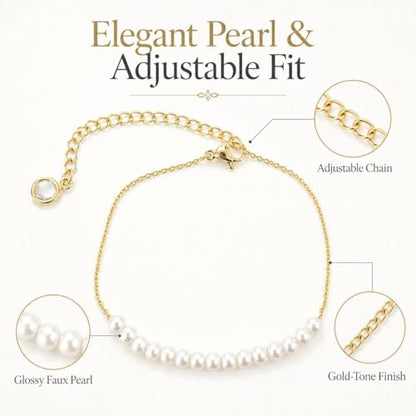 Pearl Bracelets for Women Dainty Baroque Pearl Bracelet White Bridesmaid Bridal Bracelet Wedding Jewelry Gifts for Mother Daughter Matching Outfits - color: B3:pearl bracelet