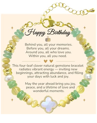 Birthday Jewelry Gifts For Girls Women, Four Leaf Clover & Heart Bracelets - color: Abundant Align