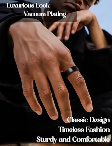 ORAZIO Stainless Steel Wedding Rings for Men Women 6mm 8mm Mens Wedding Band Sliver/Black/Gold Plated Brushed Matte Finish Surface High Polish Edge Mens Rings Engagement Promise Ring Comfort Fit 6-14 - color: Black-6MM