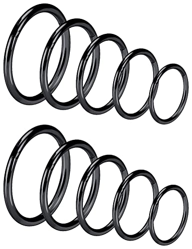 Vsnnsns 14G 16G Septum Nose Rings Hoops Lip Ring Piercing Jewelry 316L Surgical Steel Hinged Segment Clicker Cartilage Tragus Helix Conch Rook Daith Lobe Earrings Hoops Piercing Jewelry for Women Men - color: 14G-Black