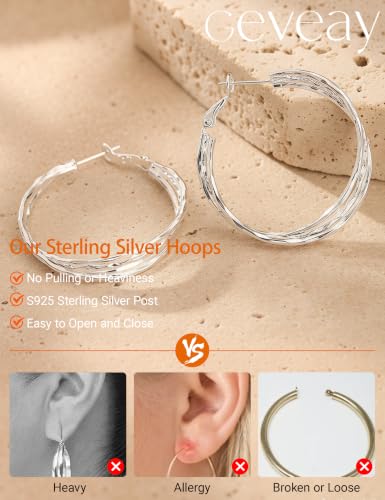 Gold Hoop Earrings for Women Hypoallergenic Lightweight Twisted Hoops Earrings Trendy Chunky Large Big Mobius Gold Earrings 30/40/50MM - color: 50MM Sillver
