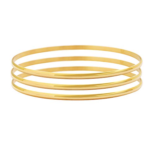 Stainless Steel Silver-Tone Three Stackable Womens Bangle Bracelets - color: yellow