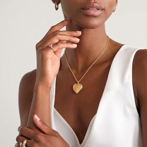 Gold Initial Heart Letter Pendant Necklace Jewelry for Women | 14K Gold Plated Fashion Waterproof Statement Cute Necklaces Dainty Personalized Name Friendship Couple Gifts for Women - color: Initial A