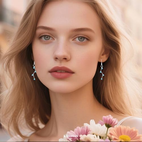 Boho Turquoise Dangle Earrings For Women Trendy,Western Blue Gemstone Drop Earings,Vintage Gothic Ethnic Statement Beach Vacation Long Birthstone Earrings with Leaf Teardrop Turquoise Crystal Tassels,Fashion Jewelry Birthday Gift. - style: A12 Zigzag Turq