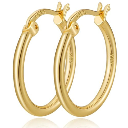 2mm Thin 14K Gold Plated Large S925 Sterling Silver Hoop Earrings for Women Hypoallergenic Big Hoop Non Tarnish Earrings Lightweight 20/30/40/50/60/70mm - color: Gold-30mm