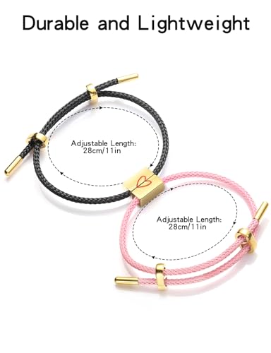 COTATI Matching Couple Bracelets for Him and Her, Friendship Relationship Promise Bracelet for Boyfriend Girlfriend, Anniversary Love Jewelry Gifts Set - color: Black-Pink