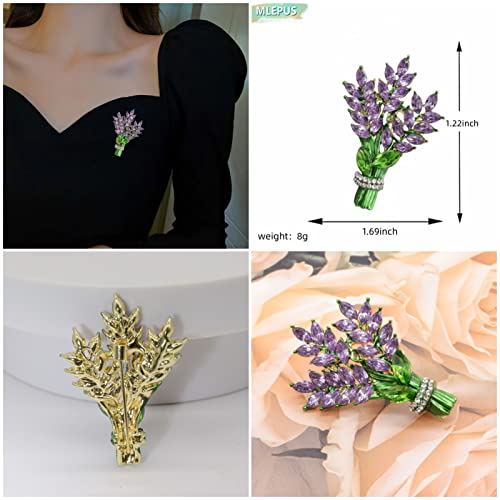 Lavender flower brooch crystal rhinestone tulip brooch elegant accessories jewelry women brooches and pins fashion jewelry wedding flowers lapel pin - color: Purple