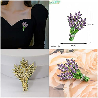 Lavender flower brooch crystal rhinestone tulip brooch elegant accessories jewelry women brooches and pins fashion jewelry wedding flowers lapel pin - color: Purple