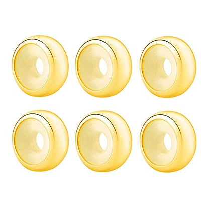Clip Stopper Charms Sterling Silver Rondelle Spacer Bead Charm Stopper Charm for Pandora Charm Bracelets - color: Gold-Plated (6 pcs)
