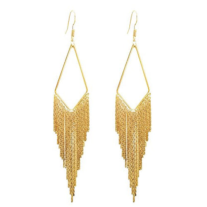 SELOVO Dangling Metal Chain Tassel Dangle Earrings Silver/Gold Color - style: style 2