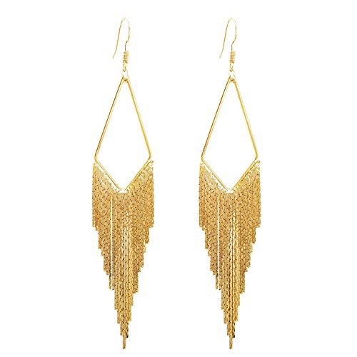 SELOVO Dangling Metal Chain Tassel Dangle Earrings Silver/Gold Color - style: style 2