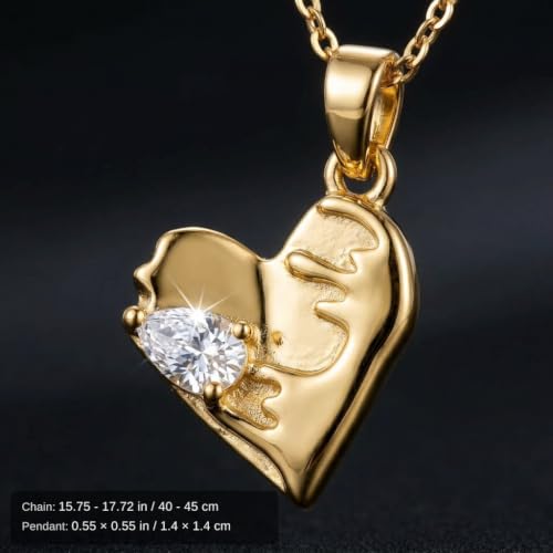 Women's Gold Plated CZ Pendant Necklace, Adjustable Chain Jewelry