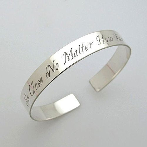 Silver Bracelet Both sides Engravable Cuff Unisex Custom Jewelry Engraved Gift Birthday Gift Custom Engraving Cuff Bracelet Motivational Mantra Quote Engraved Silver Bangle for him or her