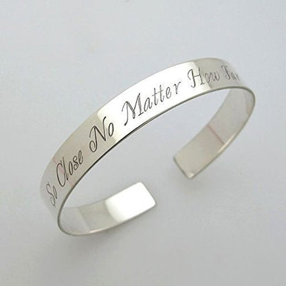 Silver Bracelet Both sides Engravable Cuff Unisex Custom Jewelry Engraved Gift Birthday Gift Custom Engraving Cuff Bracelet Motivational Mantra Quote Engraved Silver Bangle for him or her