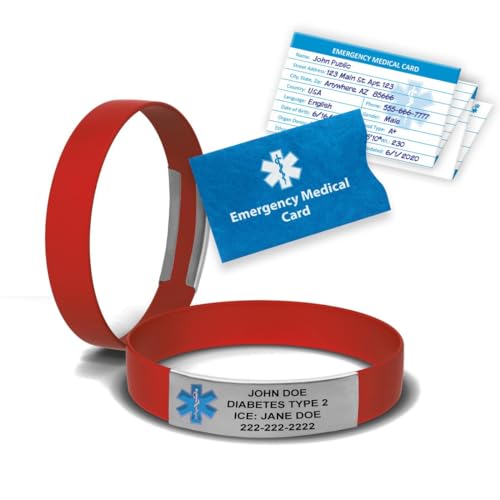 Engraved Medical Alert Bracelet - Medium Cardinal Red - color: Cardinal Red, size: 7 3/8" (medium)