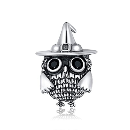 Hummingbird Charms For Bracelets 925 Sterling Silver Animal Dangle & Beads Butterfly Cat Beads Charms For Women Jewelry Gift - color: Silver owl