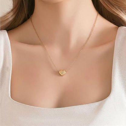 18k Gold Plated Heart Pendant Letter Necklaces for Girls Stainless Steel Initial Necklace for Women Birthday Gifts for Girls Women - color: Brushed Gold, style: Letter G