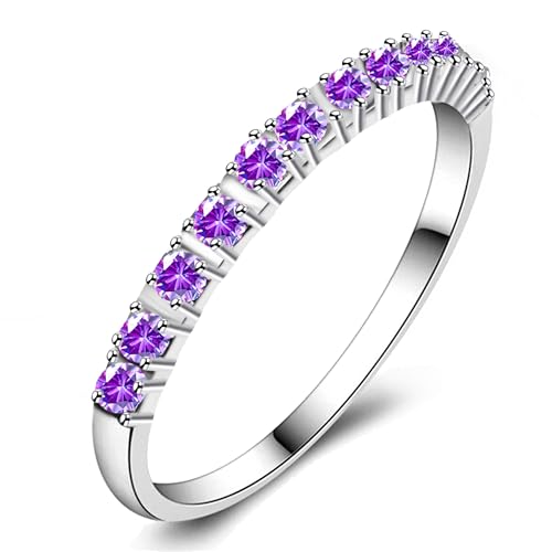 Uloveido Platinum Plated CZ Simulated Diamond Stack Eternity Band Ring J029 - color: Purple