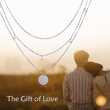 MONGAS Boho Layered Necklace Sterling Silver Triple 3 Stacked Vertical Bar Triangle Long Layering Necklaces Christmas Jewelry Gifts for Women - style: Pearl