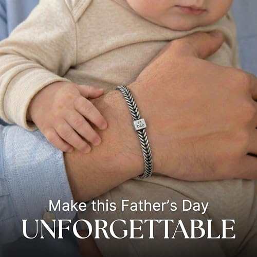 Galis Chain Bracelets For Men - Premium Stainless Steel, Silver, Gold Plated Non Tarnish - Mens Jewelry, Fathers Day Gift - color: Silver (Black Engraving), size: 7 Inches