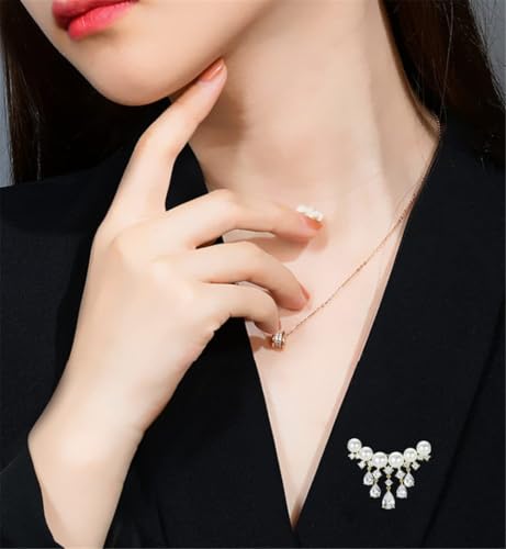 Pearl Brooch Sweater Shawl Clips Faux Rhinestone Pearls Brooch Safety Pin Lapel Pin Badge Dresses Clothing Accessories Jewelry