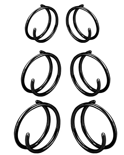 Double Hoop Earrings for Single Piercing, 3 Pairs 316L Surgical Steel Spiral Twist Illusion Lobe Cartilage Helix Hoop Earring Double Hoop Earrings for One Hole - color: Black-6mm 8mm 10mm