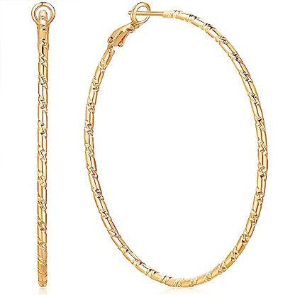 SPOINT Gold Hoop Earrings for Women 14K Gold Hoop Earrings for Women | 14K Gold Earrings for Women Lightweight Large Gold Hoop Earrings Hypoallergenic Gold Hoops Earring for Women 35/45/55mm