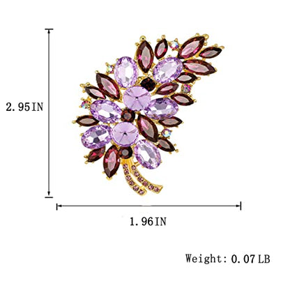 seven wolves Women Crystal Bouquet Brooch Pin All-Match Accessories Rhinestone Brooches and Pins - color: Purple E