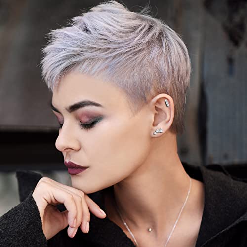 10 Pairs 3mm CZ Stud Earrings Stainless Steel Ball Stud Earrings Barbell Cartilage Flatback Earrings Set for Women Men Helix Piercing Jewelry Silver Gold Rose Gold Black Rainbow - color: Silver Sparkling CZ- 2Pcs