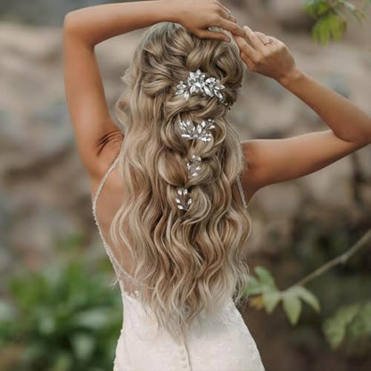 7 Pcs Silver Rhinestone Bridal Hair Pin Clip Sparkly Crystal Wedding Headpieces for Brides Bridesmaids Women Girls(Silver Rhinestone) - color: Silver Rhinestone