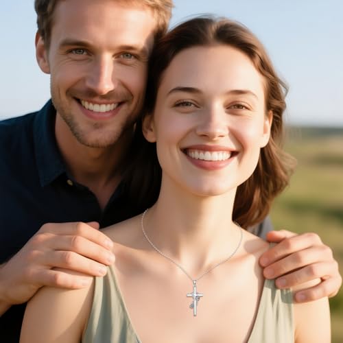 POPLYKE Cross Necklace for Women 925 Sterling Silver Cross Pendant Necklace Animal Jewelry Christmas Gifts for Women Mother Grandma - style: basketball