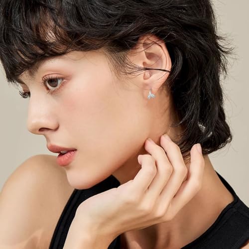 Dainty Gold Huggie Hoop Earrings for Women - 18K Gold Plated Cubic Zirconia Lightweight Mini Double Hoops Earrings for Everyday Wear - style: Leaf Earrings