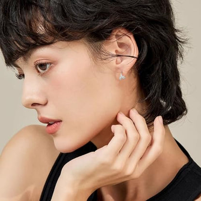 Dainty Gold Huggie Hoop Earrings for Women - 18K Gold Plated Cubic Zirconia Lightweight Mini Double Hoops Earrings for Everyday Wear - style: Leaf Earrings