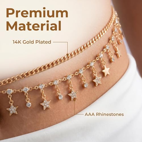 Layered Belly Waist Chain for Women - color: Gold star waist chain