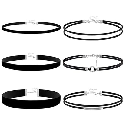 Black Choker Necklace Set Velvet Lace Choker Daisy Gothic Punk Classic Choker - color: 6pcs
