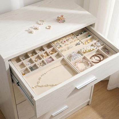 8 Pack Velvet Jewelry Trays Stackable Jewelry Organizer Tray Inserts for Drawer Beige Jewelrys Storage and Display Case for Necklaces Rings Earrings Bracelets