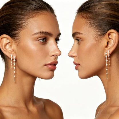 Gold Statement Earrings For Women, 14K Gold Plated Textured Geometric Drop Earrings - Hypoallergenic Stainless Steel Statement Earrings for Women, Waterproof Fan-Shaped Dangle Earrings for Beach & Daily Wear - color: A-2 pair gold YE01GL-A