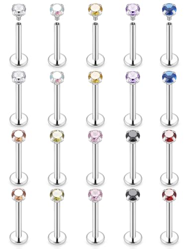 Vsnnsns 16G Lip Rings Stainless Steel Tragus Helix Conch Piercing Jewelry Snake Bite Piercing Monroe Lip Rings Labret Medusa Cartilage Lobe Earrings Studs Piercing Jewelry 6MM 8MM 10MM Silver - color: Mix Color Cz-6MM