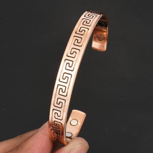 Pure Copper Cuff Bangle Bracelet 100% Solid, Raw & Uncoated Handmade Bracelets Jewelry Cuff Gift Bangle for Women & Men - color: Copper cb-108