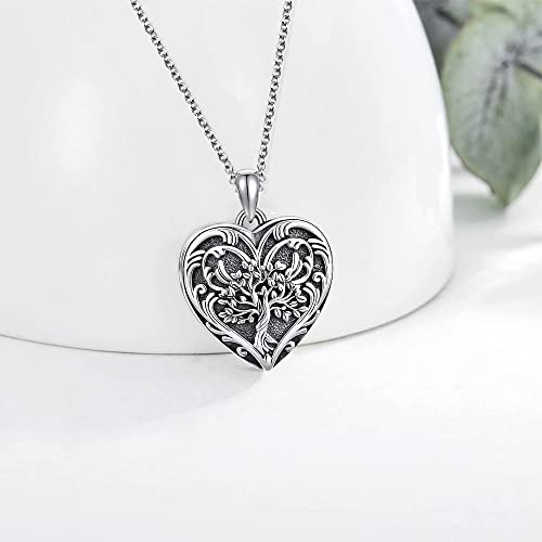 AILIN Heart Tree Of Life Necklace With Photo 925 Sterling Silver/Brass Customize Photo Pendant With Chain Back Engraved Locket With Picture Gifts For Women Mom Daughter Grandma