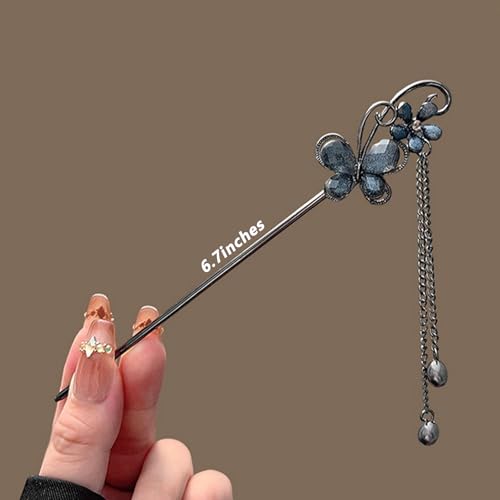 5 Pcs Hair sticks for buns,Decoration Hair pins for women,Buns and Updos with No Hair Damage, Butterfly Tassel Metal Pin Great Hold,Suitable for fine hair US459