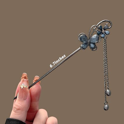 5 Pcs Hair sticks for buns,Decoration Hair pins for women,Buns and Updos with No Hair Damage, Butterfly Tassel Metal Pin Great Hold,Suitable for fine hair US459