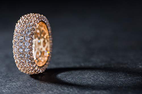 Barzel Women's Wide Eternity Ring Wedding Band - 18k White or Rose Gold Plated Wide Band Cubic Zirconia Eternity Ring - color: Gold
