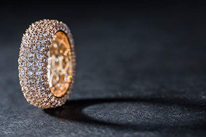 Barzel Women's Wide Eternity Ring Wedding Band - 18k White or Rose Gold Plated Wide Band Cubic Zirconia Eternity Ring - color: Gold