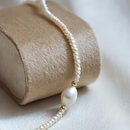 Gempires Gemstone Pearl Necklace for Women Beaded Birthstone Choker | Handmade gemstone beaded necklace with freshwater pearl — choose from 14 stones and birthstones, dainty choker on gold.