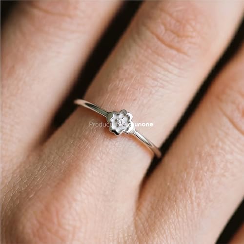 1mm CZ Clover Rings for Women | 18k Gold Plated Titanium Cubic Zirconia Minimalist Fashion Dainty Ring - color: Silver