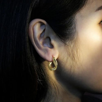 RENAIZ Bold Statement Hoop & Stud Earrings for Women – 14K Gold & Rhodium Plated Maximalist Jewelry, Chunky Geometric Boho Earrings, Hypoallergenic Non-Tarnish Trendy Gift - color: Yellow Gold, style: Twisted Overlap