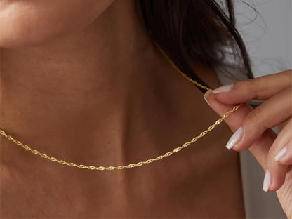 CONRAN KREMIX Waterproof Gold Necklace Layered Necklaces for Women Non Tarnish,14k Gold Plated Stainless Steel Dainty Stack Thin Chain Necklace Set for Women Gifts Jewelry - color: Gold-04