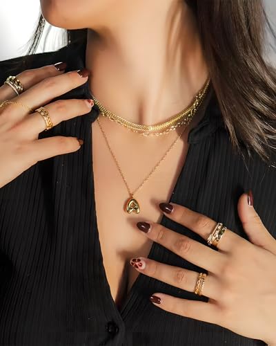 stino No Tarnish Bubble Letter Charms for Jewelry Making | 8K Gold Plated, 26 Pieces A-Z, Alphabet, Initial, Pendants, for Necklace - style: Large